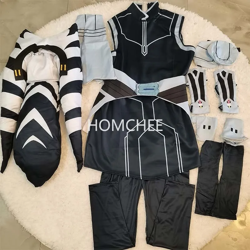 Laku Erwachsenen Ahsoka Tano Cosplay Kostüm Halloween Anakin Cosplay Kostüm komplettes Set enthalten Hut für Comic Con Ahsoka Outfits