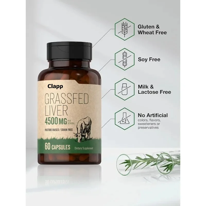 Grass Fed Cow Liver Capsules 4500mg -60 Capsules for Pasture Feeding
