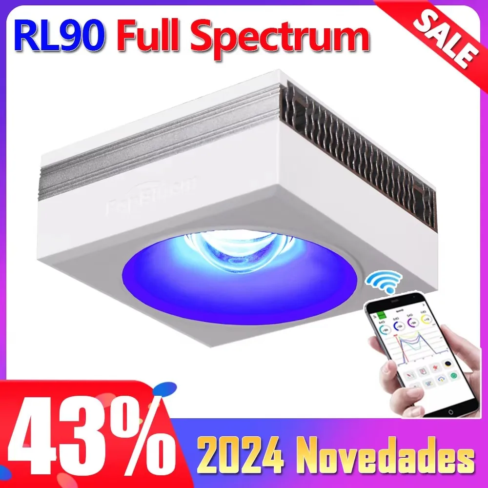 PopBloom RL90 WiFi Led Aquarium Light Full Spectrum,App Control Marine Aquarium Light for Reef Coral Seawater Aquarium Tank Lamp