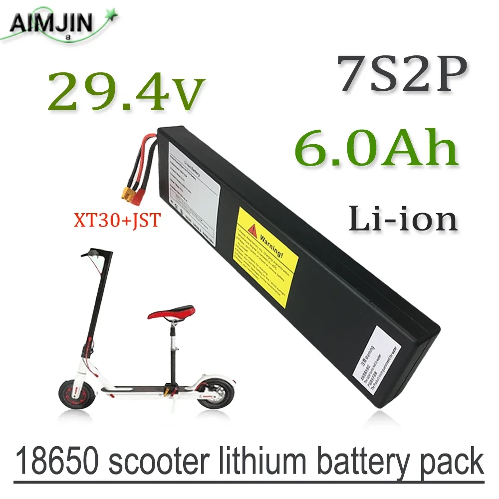 

29.4V 6000mAh 7S2P 18650 Li-ion rechargeable battery pack, suitable for battery replacement of 29.4V electric scooters