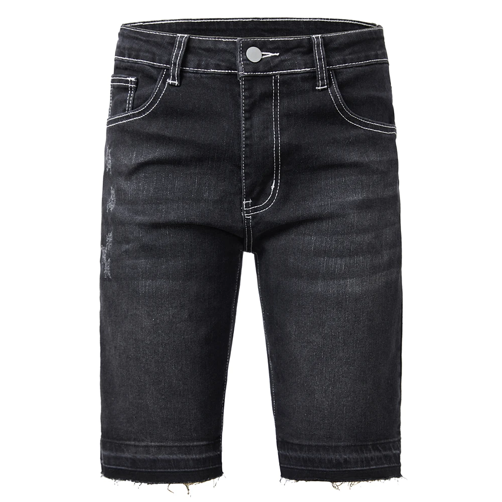 

Men's Stretch Denim Shorts Summer Classic Slim Straight Fit Jeans Casual Comfortable Released Hem Breeches