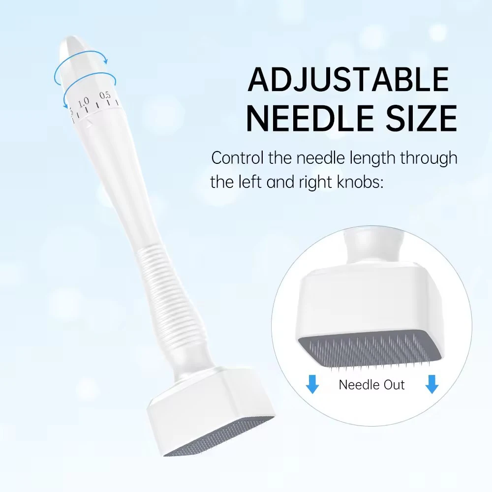 Verstelbare Titanium Naald Derma Stempel Hoofdhuid Massager Infusie Systeem 140 Spelden Micro Naalden Huidverjonging Tool