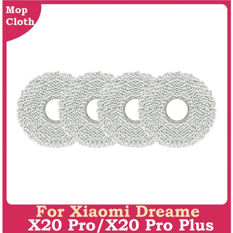 4PCS Washable Mop Cloth for Xiaomi Dreame X20 Pro/X20 Pro Plus Robot Vacuum Cleaner Replacement Spare Parts