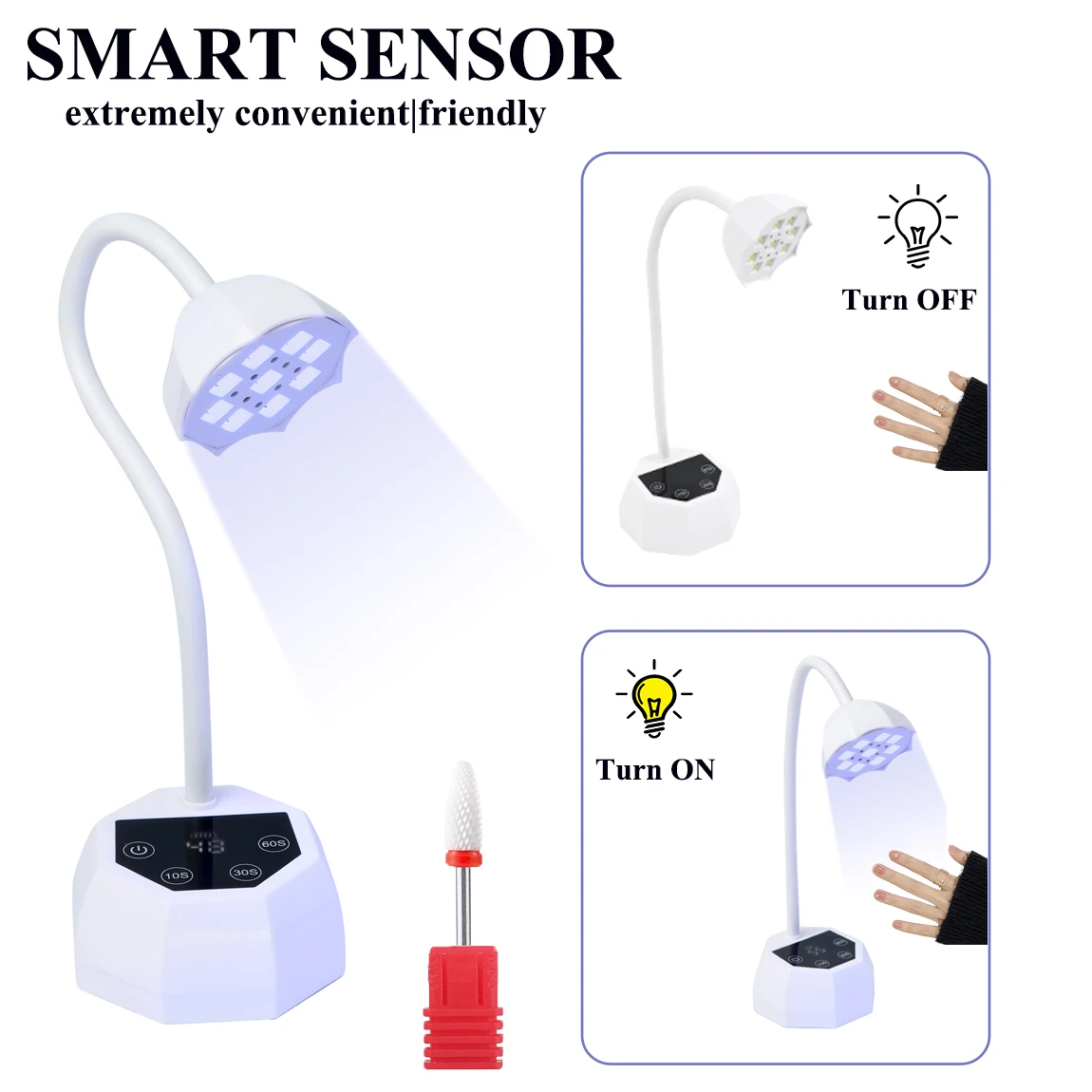 Draagbare oplaadbare nagellampset UV LED-nageldroger Auto Sensing Touch Control nagellampen Sneldrogend nagellicht Nagelgereedschap