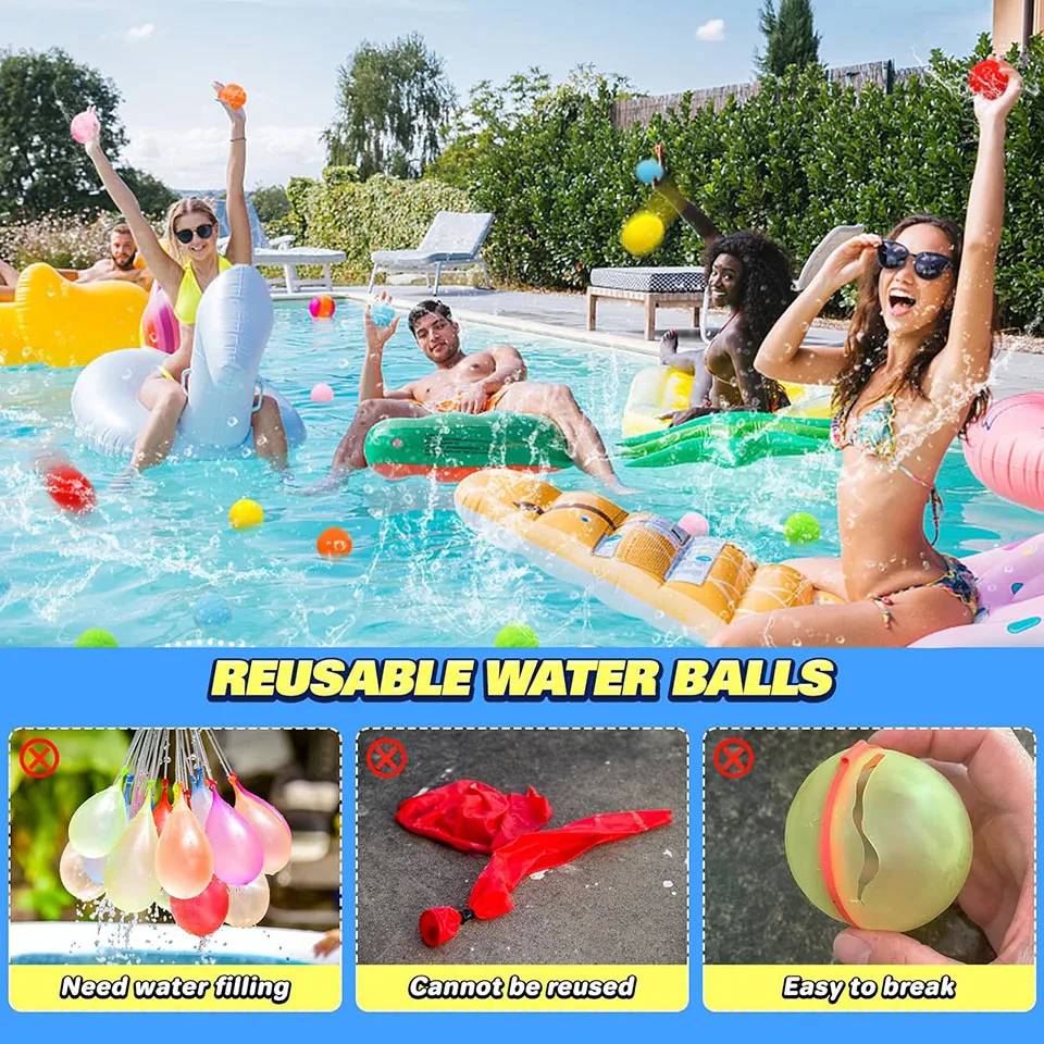 10 PCS Reusable Party Pool Water Amusement Play Supplies Water Cotton Ball Beach Party Fight Water Games Toys Beach Accessories