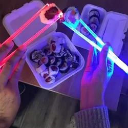 1 Pair Led Illuminated Chopsticks Food Grade Multi-Color Lightsaber Concert Cheering Props Light-emitting Chopsticks Light Stick