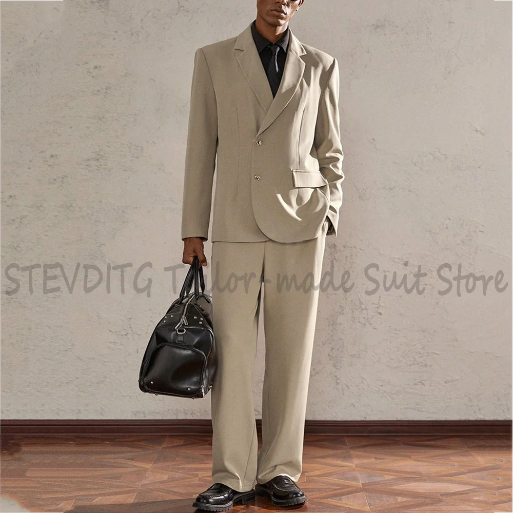 Men Formal Wear For Wedding - Мужской смарт-кэжуал костюм-двойка: однобортный пиджак прямого