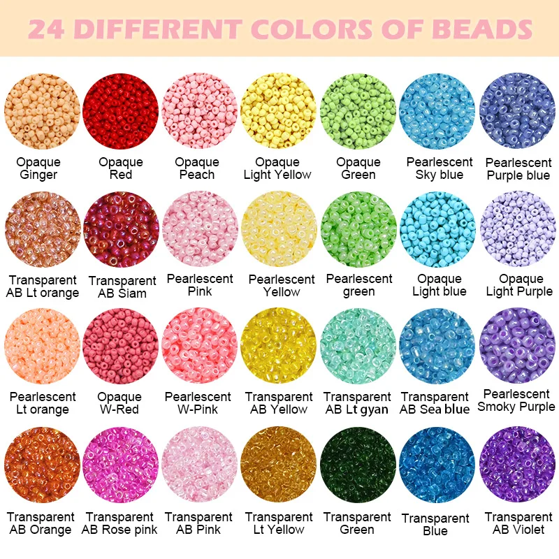 24000pcs 2mm Glass Seed Beads Alphabet Beads KitFor Jewelry Making Supplies Bracelets Necklace Making Letter Beads DIY Art Craft