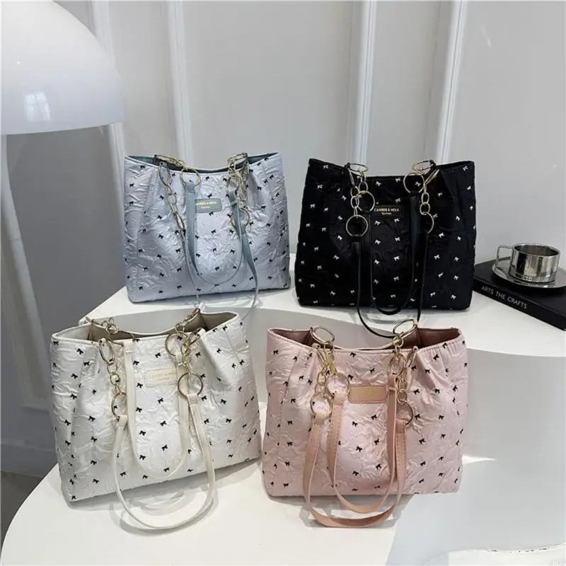 

Spacious Canvas Shoulder Bag Trendy Printed Design Commute Essential Bag