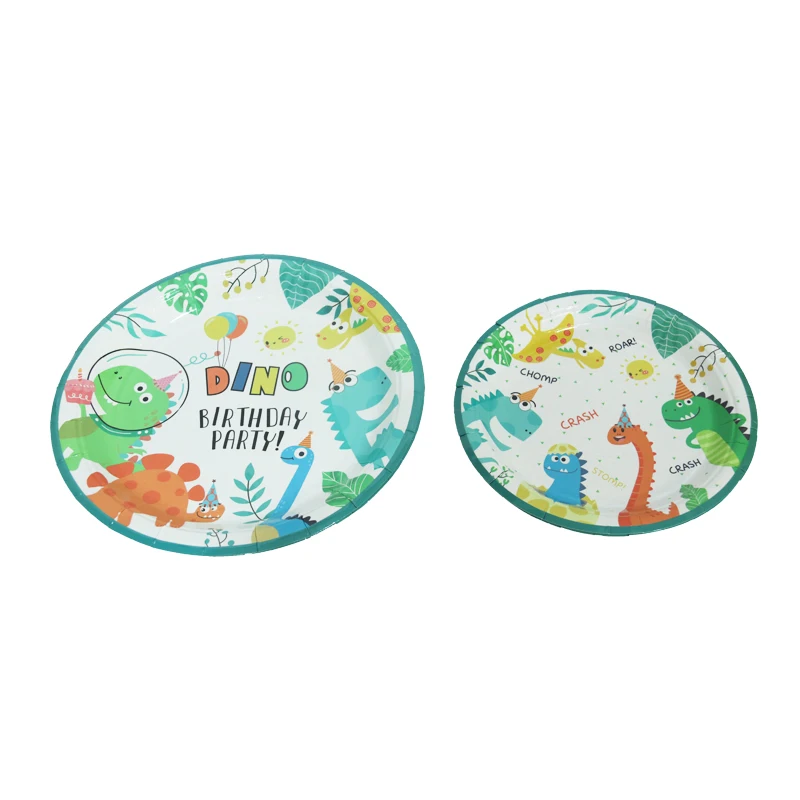 Dinosaur Party Disposable Tableware Set Dino Roar Paper Plates Cups Napkins Tablecloth Kid Birthday Party Decoration Baby Shower images - 6