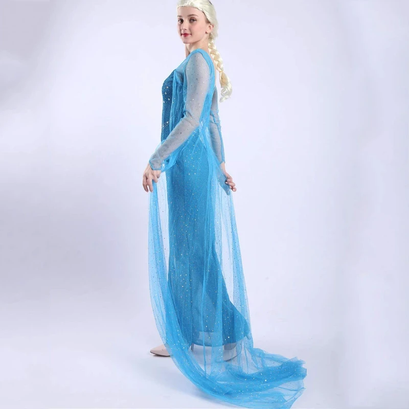 Frozen Elsa kostium Cosplay kreskówka królowa śniegu garnitury Anime Aisha księżniczka długa sukienka cekin siateczka kostium dla dorosłych Halloween sukienki