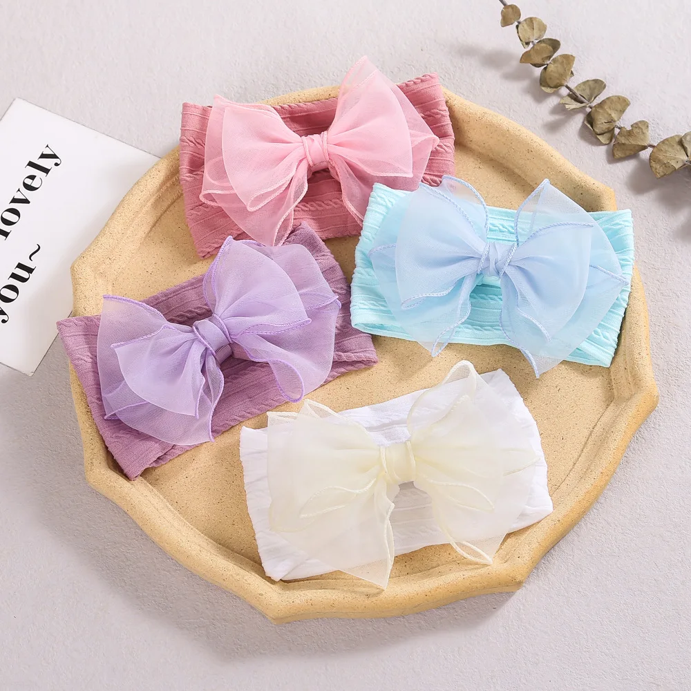 Baby Girl Lace Bow Headband Elastic Infant headbands for Newborn Soft Kids Headwrap Baby Knot Turban Children Hair Accessories