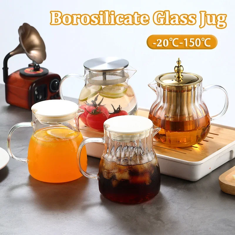 Glass Teapot Stovetop with Lid Microwave Safe Glass Tea Kettle, Durable Borosilicate Glass Teapot with Strainer,600ml Tea Cup