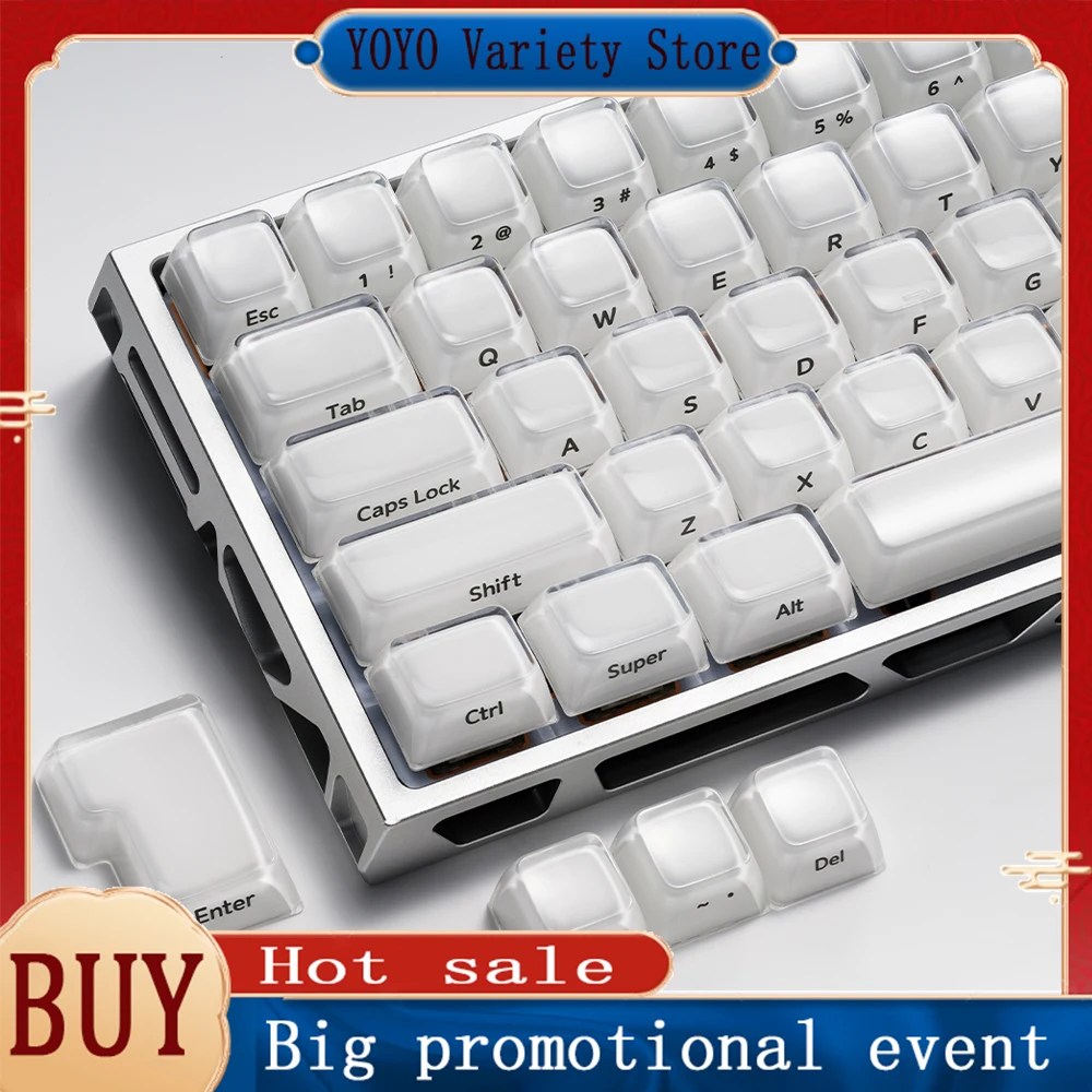 Crystal Jelly 2.0 Keycaps Side Engraved Thickened PC MDA Profile For Custom Magnetic Axis Mechanical Keyboards Wooting