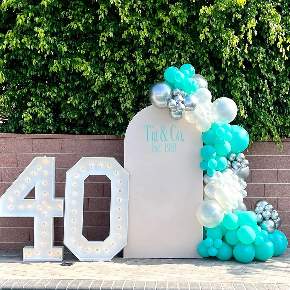 1 Set Groenblauw Ballonnen Slinger Metalen Zilveren Parel Wit Blauwgroen Mintblauw Ballonboog Voor Verjaardag Huwelijksfeest Decoratie