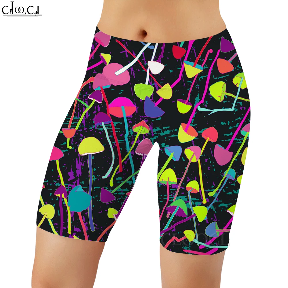 CLOOCL – Legging décontracté pour femmes, pantalon de sport à séchage rapide, avec motif champignon de dessin animé imprimé en 3D