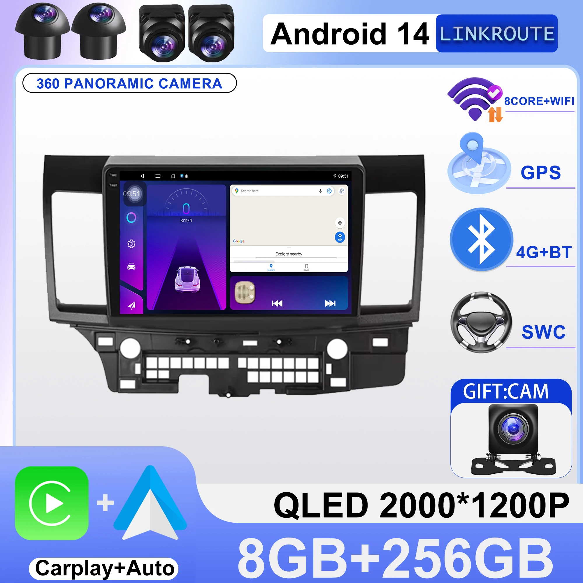 Autoradio Android For Mitsubishi Lancer EX 2010-2017 Carplay Navigazione Multimedi Head Unit Screen DVD GPS Screen No 2Din DVD