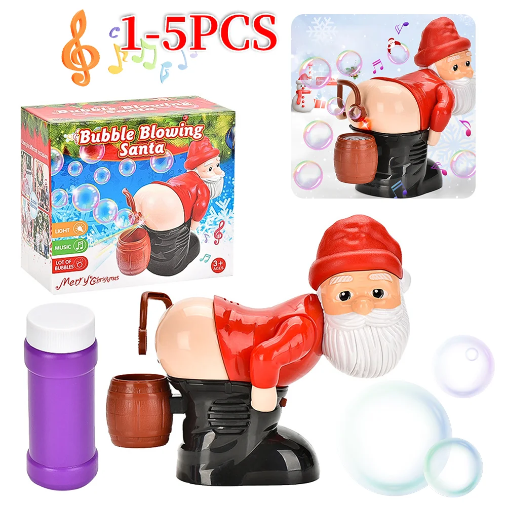 1-5PCS Kerst Decoratieve Kerst Scheet Bellenblazer met Muziek & Licht Elektrische Scheet Santa Butt Bubbler voor Kerstcadeau voor