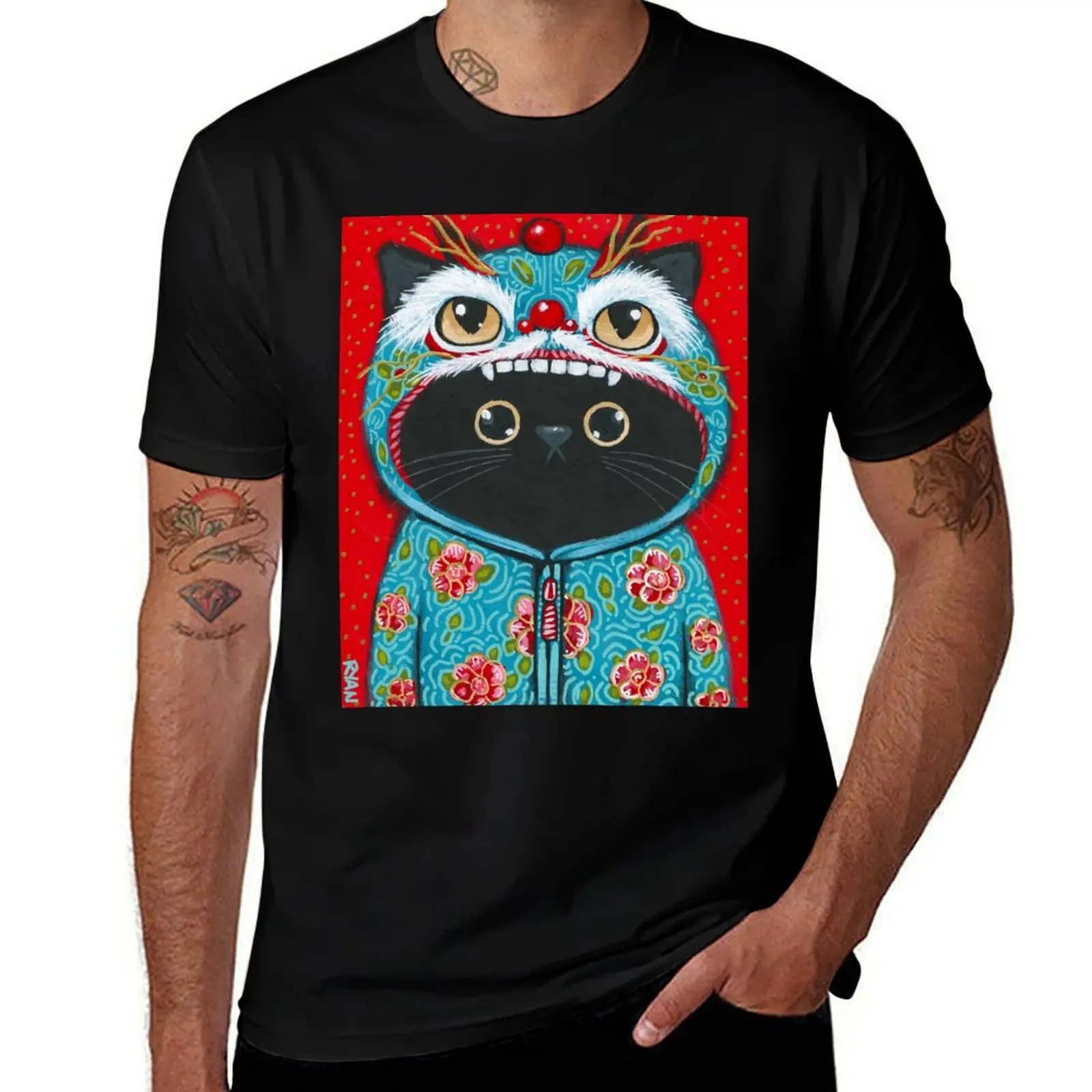 

Kitty In A Dragon Hoodie T-Shirt shirts graphic tee anime t shirts baggy shirts t shirt men 100℅ cotton