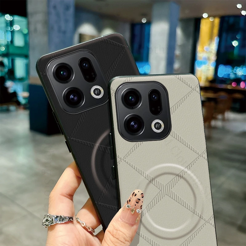 حافظة جلدية مطبوعة على شكل X لهاتف Magsafe لهاتف OPPO Find X9 Pro شحن لاسلكي غطاء مغناطيسي مقاوم للصدمات Find X8 Ultra X9 X8 Pro #3