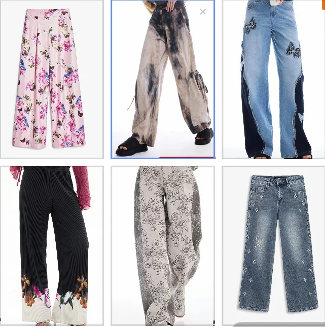 Original Export Order - New Spanish-Style Printed Distressed Stretch Denim Pants