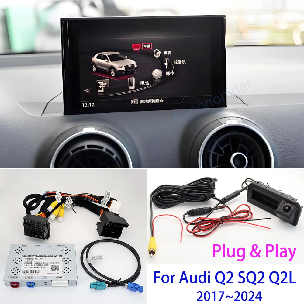 HD Car Dynamic trajectory Decoder box Reverse Camera For Audi Q2 SQ2 Q2L 2017~2024 OEM Original Screen Backup Rear view Camera