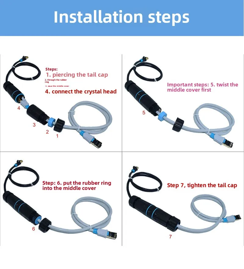 Waterproof RJ45 Connector IP68 Zinc alloy CAT6 Double Hea Cable Coupler Adapter High speed Ethernet With shield