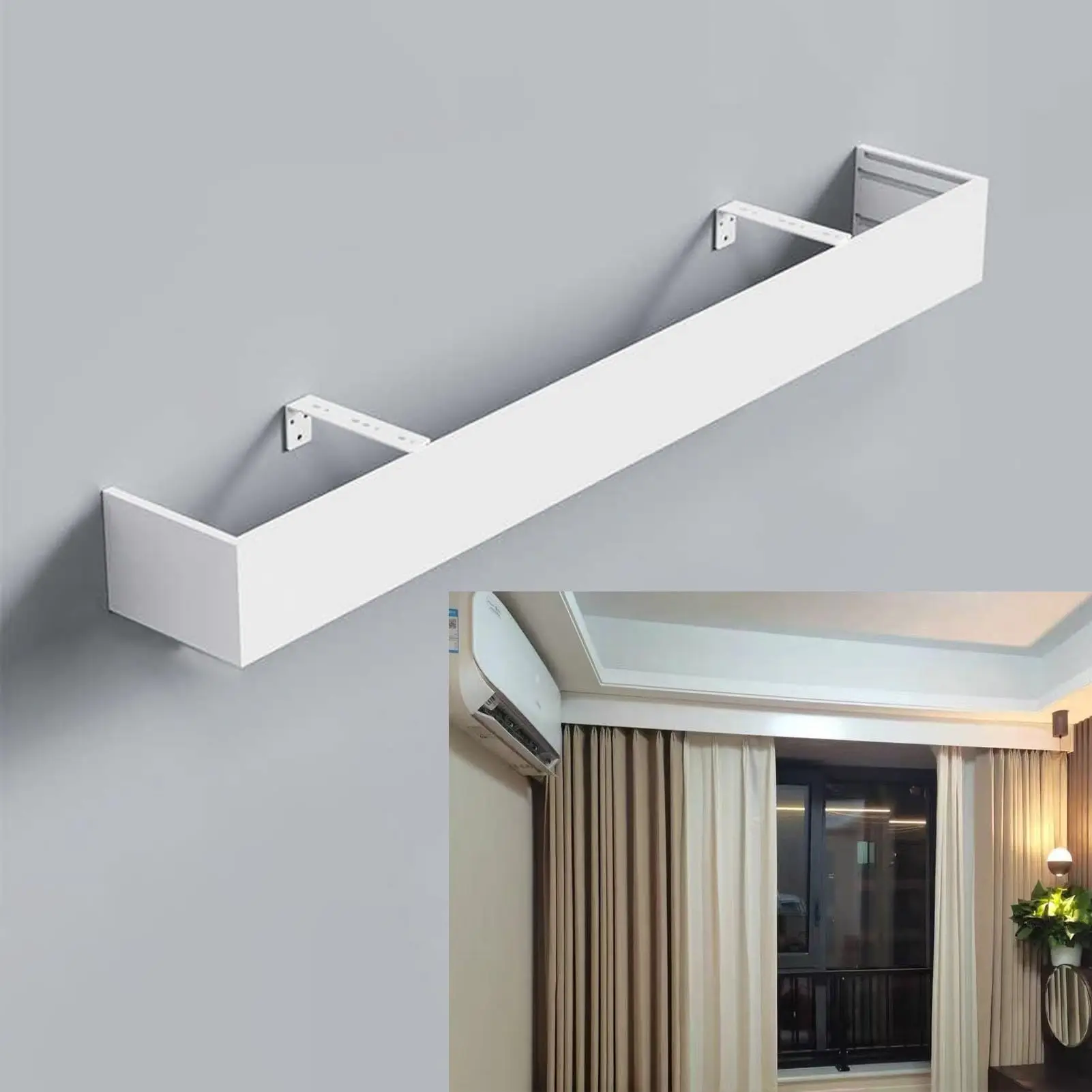 Metal Cornice Boards Wall Mount Curtain Pelmet Box Without Tracks, 3ft 4ft 5ft 6ft 8ft 10ft 16ft Window Cornice Valance