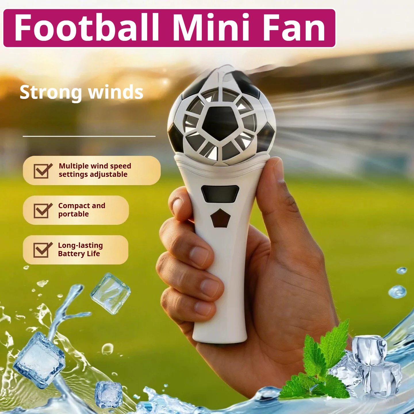

USB-C Rechargeable High Wind Speed Quiet Cooling Fan 199 Speed Levels Portable Handheld Fan Personal Cooler for Outdoor Sports