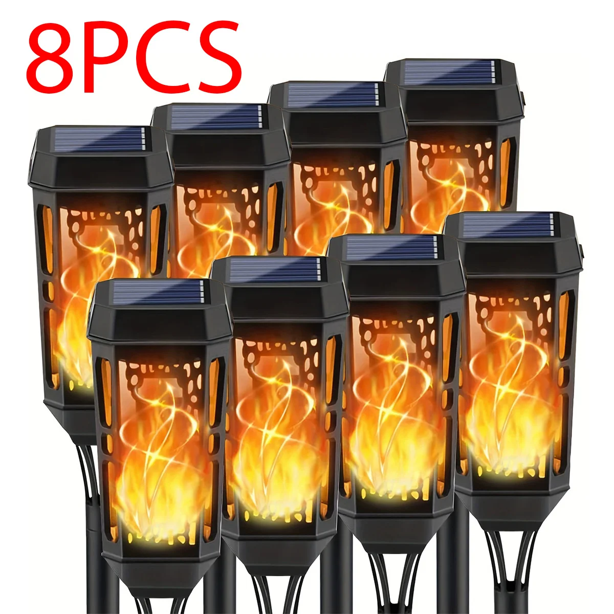 8 pièces lumière de flamme solaire extérieure étanche flammes vacillantes lumières de voie pour la maison jardin Patio décor paysage éclairage lampe