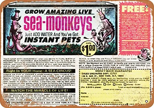 Wall-Color  Metal Sign - 1970 Sea Monkeys for Only $1.00 - Vintage Look