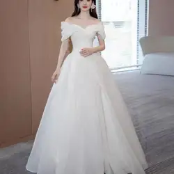 Newest Ball Gown Wedding Dresses For Women Elegant Off The Shoulder Long Bridal Dress Simple Vestidos De Novia Customized