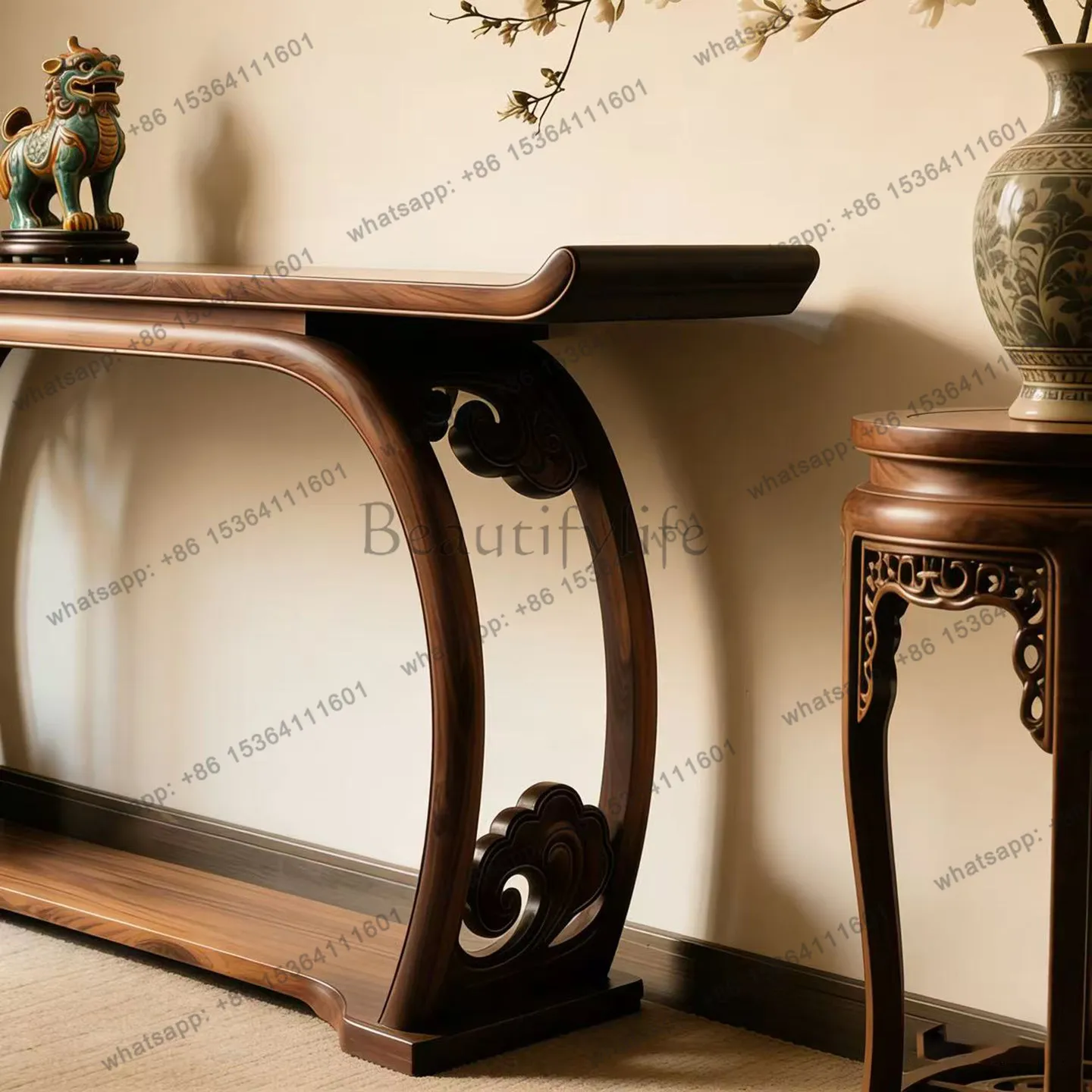 New Chinese style North American black walnut porch table tilted head case