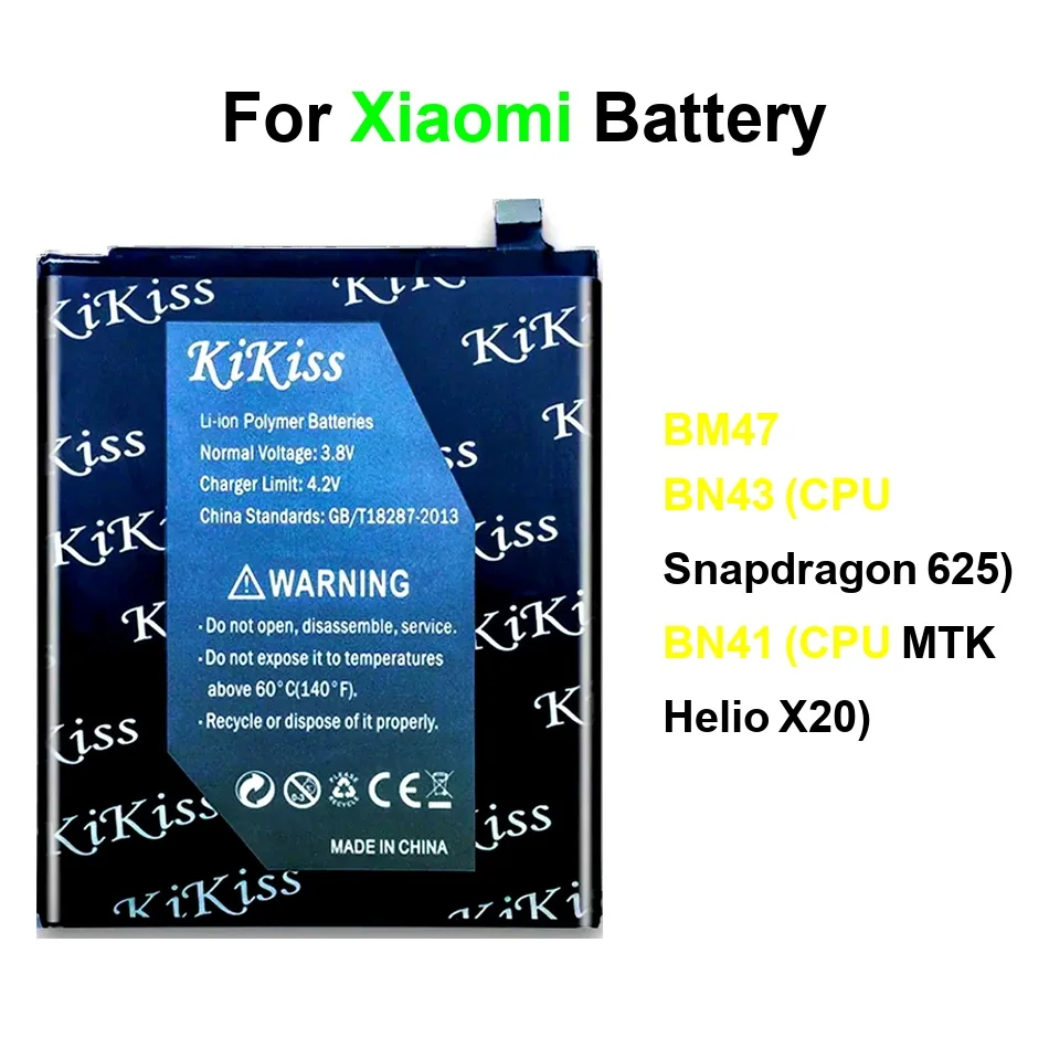 

5000-5450Mah BN43 Cpu Snapdragon 625 BM47 BN41 Mtk Helio X20 Battery For Xiaomi Redmi 3S 3X 3 4X 3G+32G4 Note 4 Pro 4G