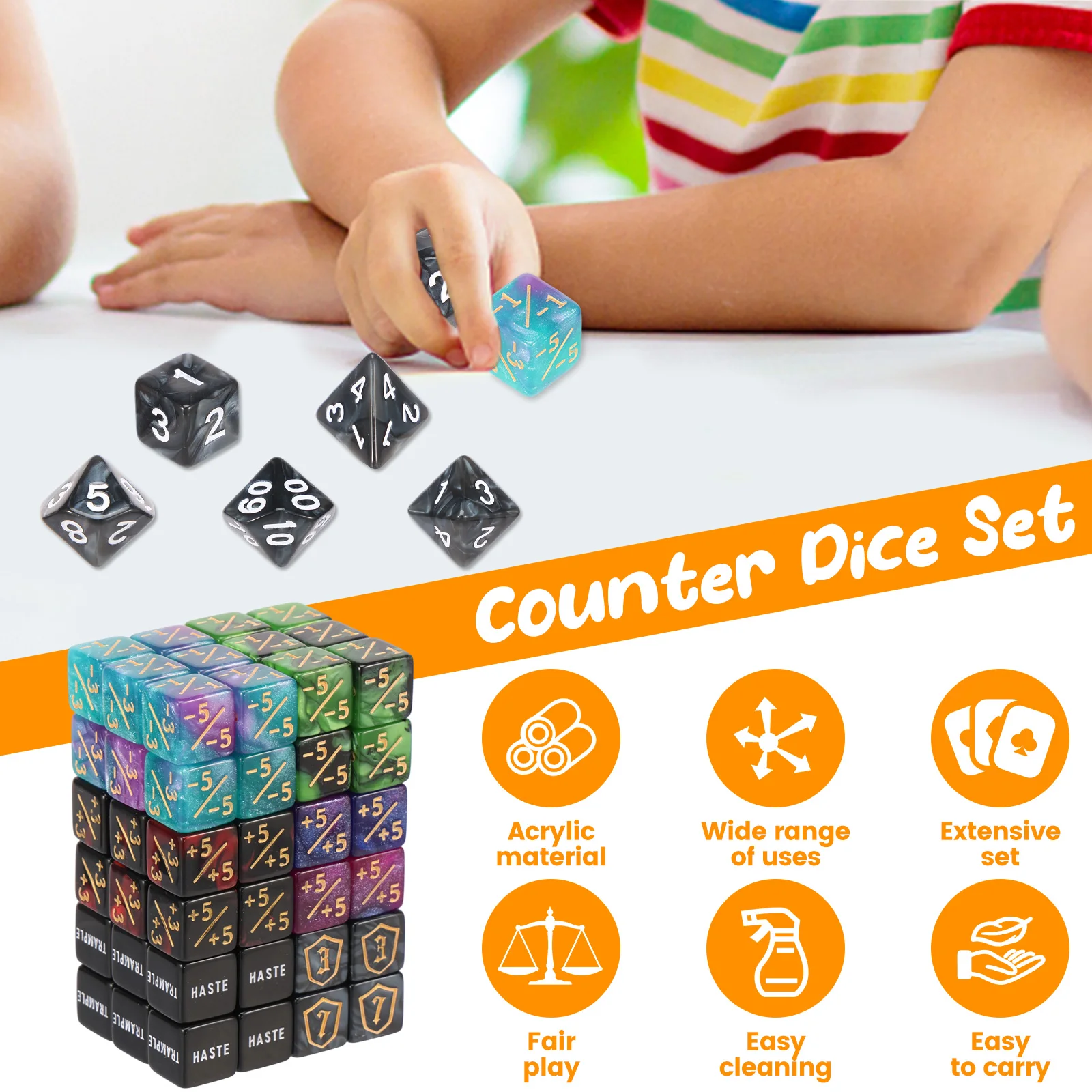 56/78Pcs Counter Dice Set Acrylic Plus and Minus Dice Set Keyword Counters Tokens Portable Card Games Accessories for Party Home