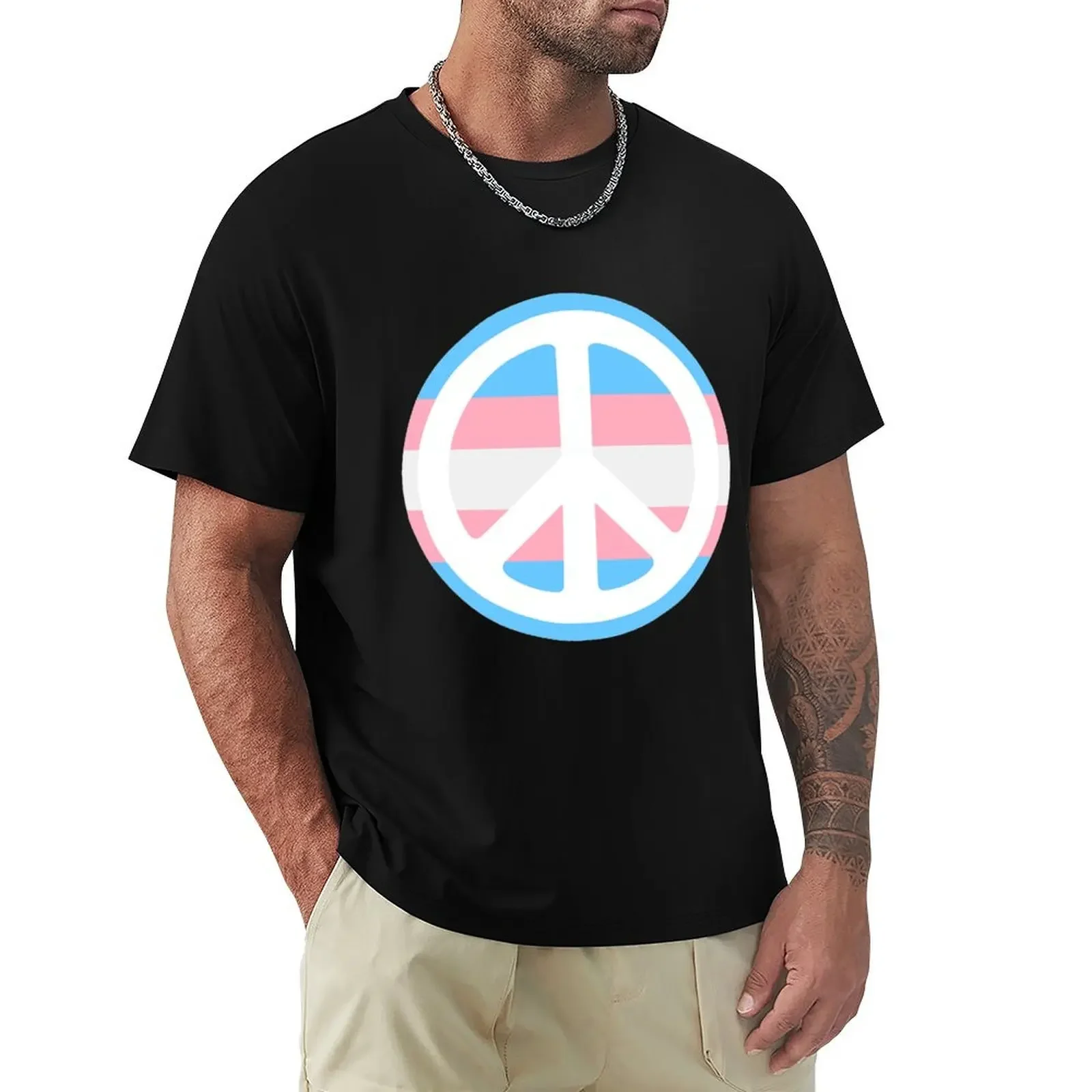 

Trans Pride Peace Sign T-Shirt shirts graphic tees sublime plus size clothes oversized t shirt men t shirts high quality