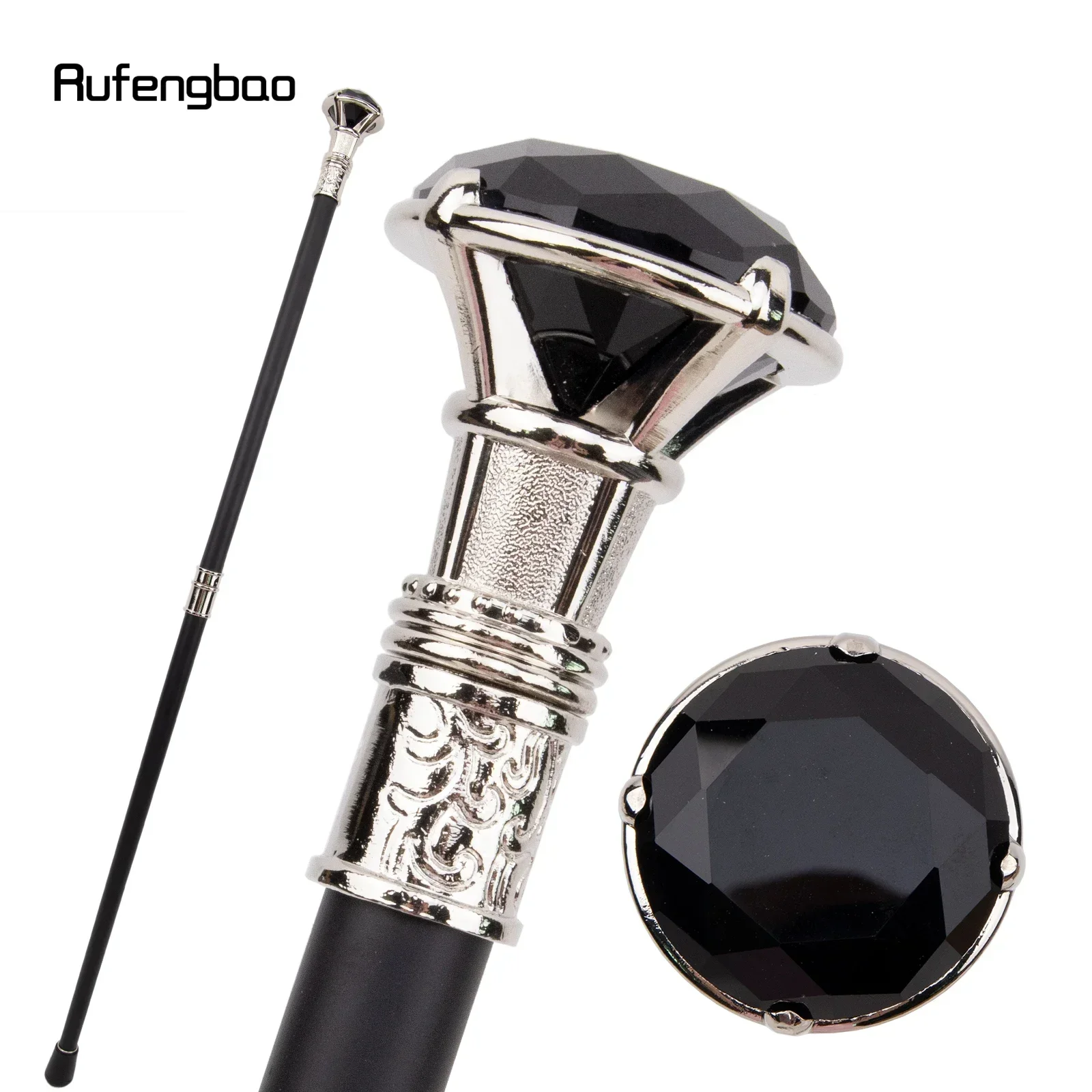 Black Diamond Type White Walking Stick Fashion Decorative Walking Cane Gentleman Performance stage Cane 93cm