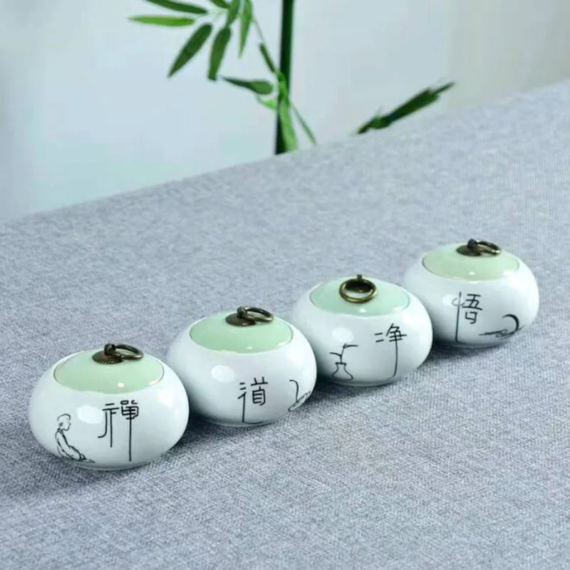 Porcelain Buddha Tea Ceremony Sealed Storage Jar Tea Canister Moisture Proof Tea Caddy Drinking Accessories Home Decor