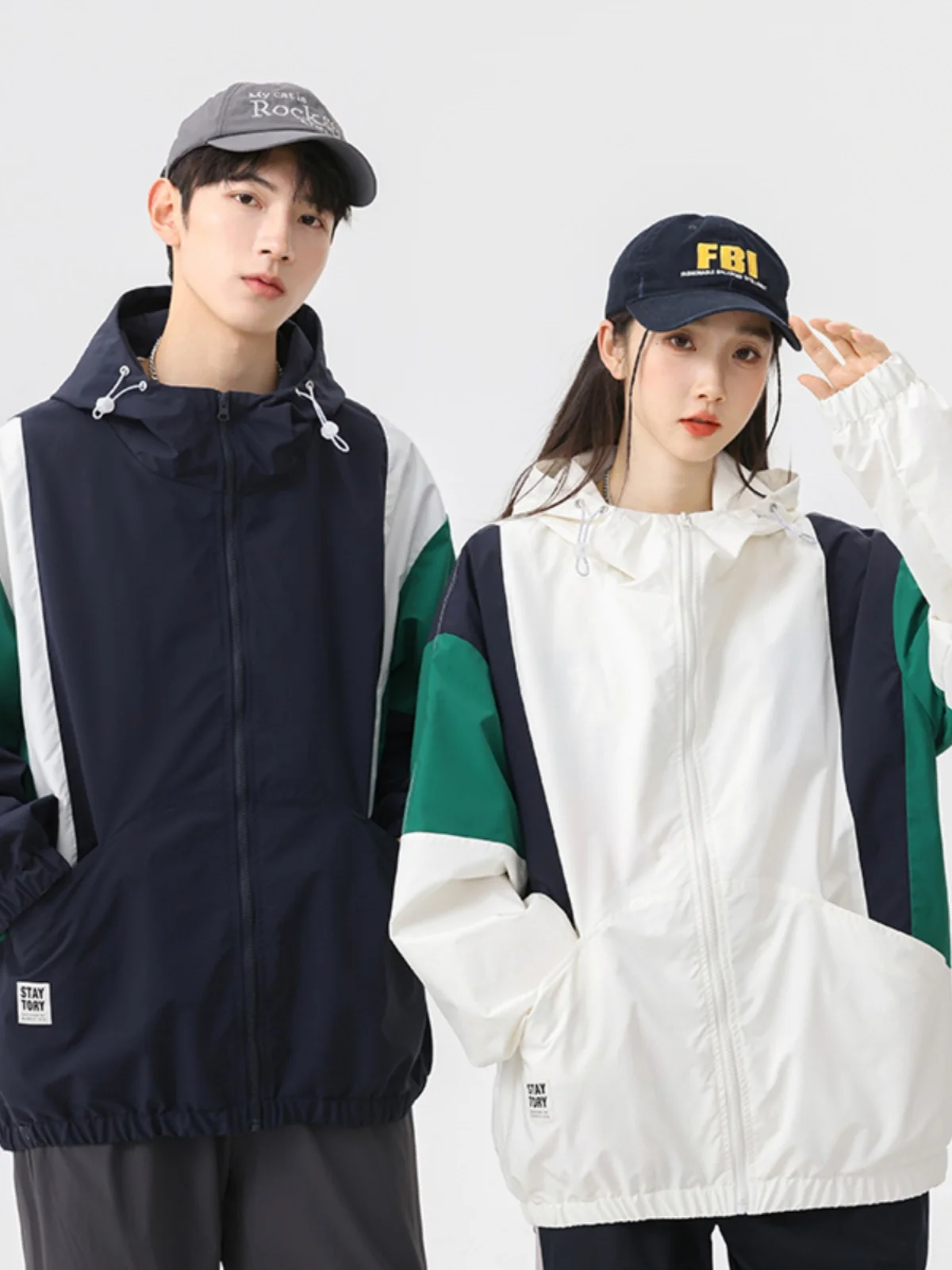 

New Men's Jaet Spring Autumn Loose Waterproof Casual Hooded Coat Youth Couple Sle Faionable Outdoor Polyester Fiber