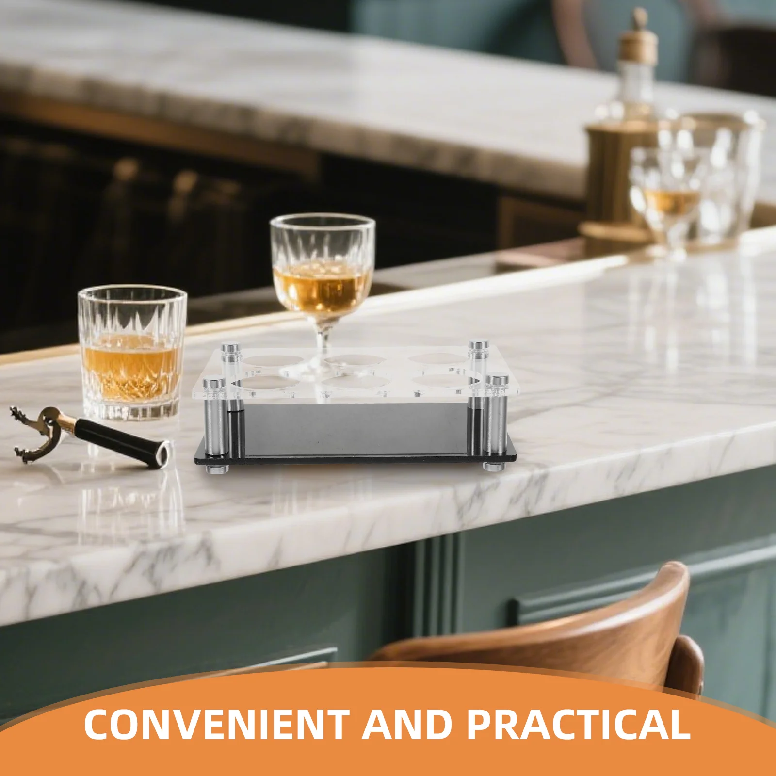 شفافة 6 ثقوب النار الزجاج حامل صينية الاكريليك المنظم ل البارات الليلية Ktv الأحداث النار الزجاج حامل أكواب الشرب الوقوف #5