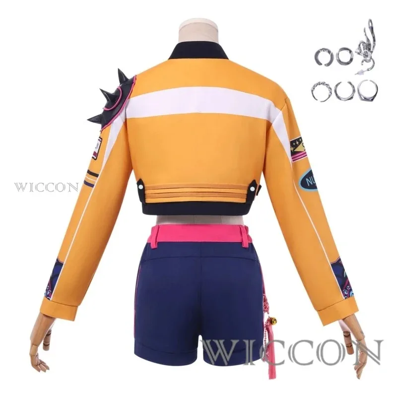 

CyKPOP Huntrix Rumi Cosplay Costume Wig Mira Zoey Stage Uniform Top Skirt Superstar Demon Hunters Girl Women Kids Halloween Suit