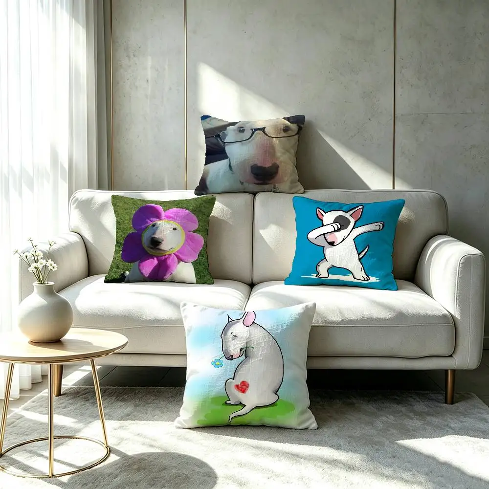 Funny Bull Terrier Dog Double-sided printed pillow cover Solid color minimalist pillowcase, fits all bedroom styles