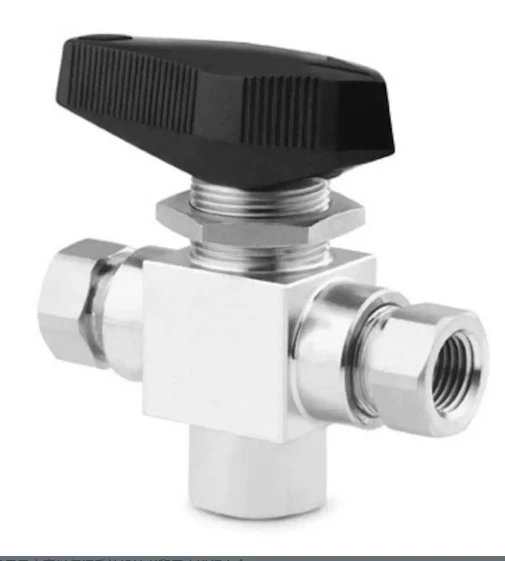 SS-41GXS3MM Stainless Steel High-pressure NPT Internal Thread Three-way Ball Valve Peek Seat 1/4 In