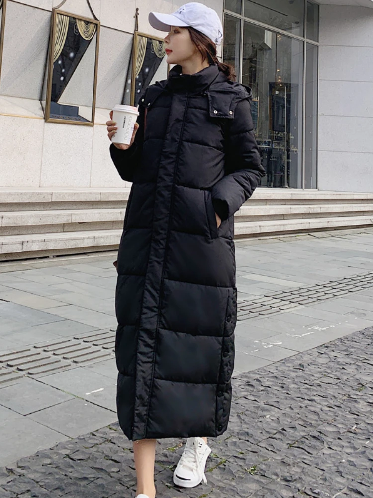 Muslim Women Winter Thick Parka Coat Women Hat Detachable Loose Long Over Knee Cotton Coat 2022 Coat Casual Comfort Ins Style