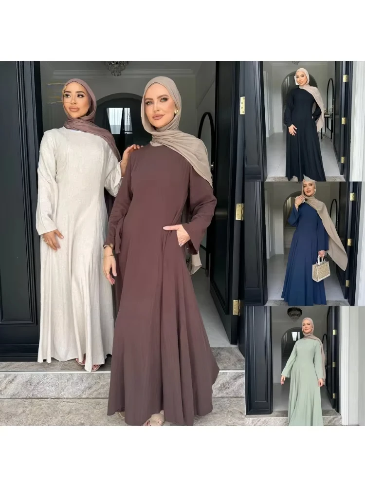 

Ramadan Eid Abaya Muslim Dresses Dubai Islam Kaftan Abayas for Women Solid Modest Kebaya Robe Femme Musulmane Vestidos Para