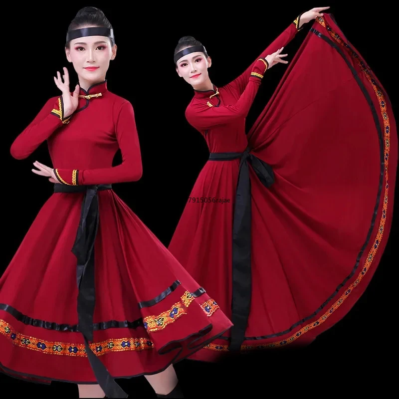 Mongolische traditionelle Hanfu Kleidung klassische National kostüme tibetische Tanz kostüm Minderheit Volkstanz Kostüme Bühnenshow