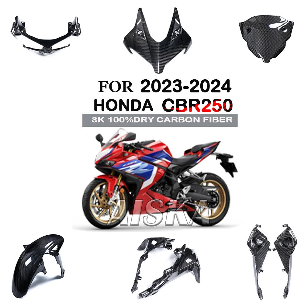 

Fender Frame Cover Fuel Tank Side Panel Front Fairing Kit 3K Carbon Fiber Motorcycle Accessories For HONDA CBR250R RR 2023 2024