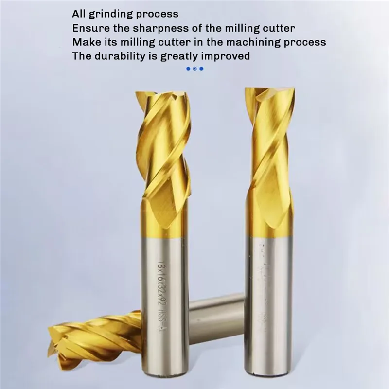 

11Pcs Milling Cutters 4-Flute Titanium Coated HSS End Mill Set 1.5-10Mm CNC Router Bit For Wood Steel Milling-A74P