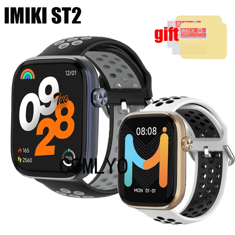 Band For IMIKI ST2 Smart watch Strap Silicone Breathable Sports Bracelet Screen protector film For Women men