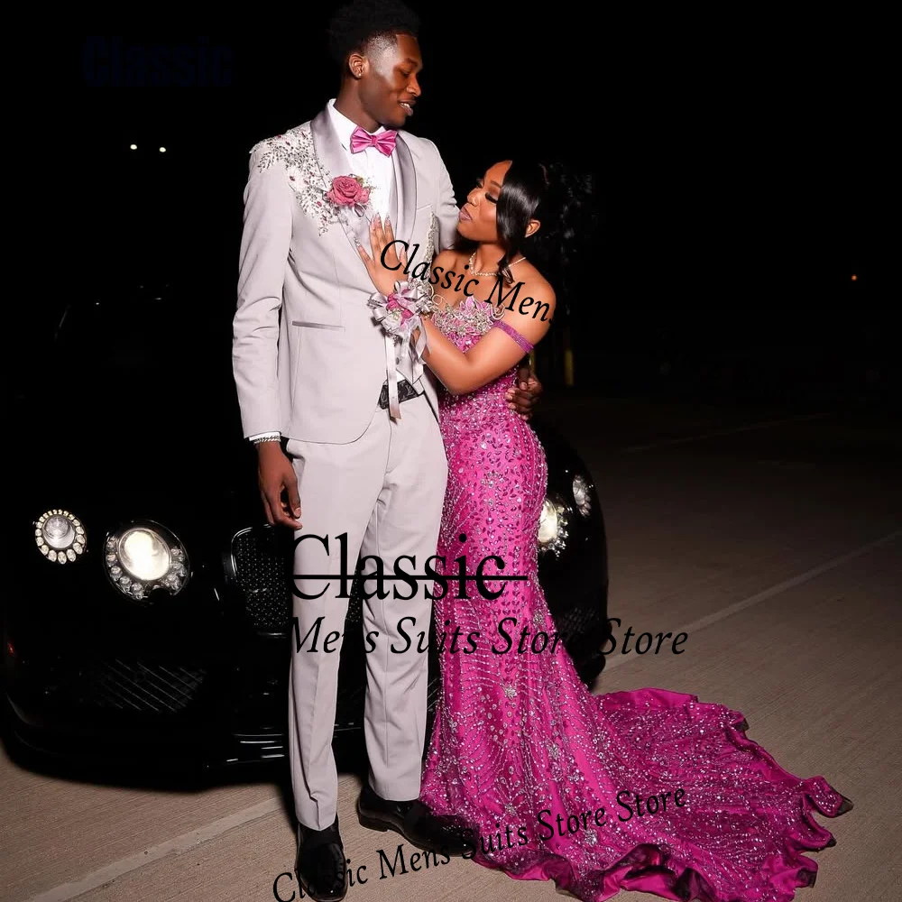 Customized Resplendent Sequin Men Suit Simple Jewelry Crystal Wedding Tuxedos Slim Sparkly hombre 3 Pieces Set Groom Male Blazer